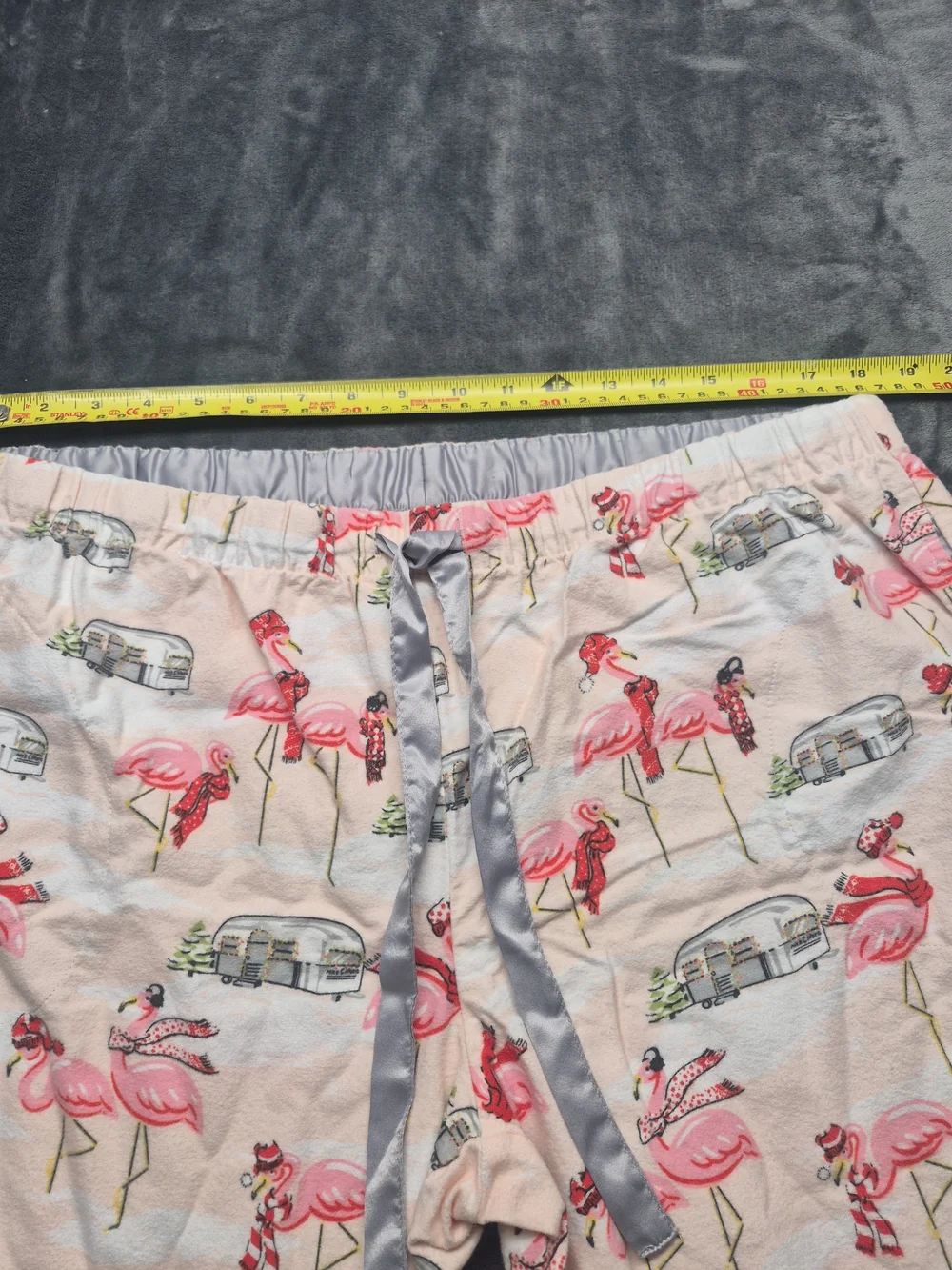 Nick & Nora Womens Flannel Pajama Set XLRetired Pink Flamingo Airstream Camper